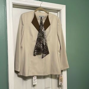Rachel Z Size 14 , 2 piece suit jacket and pants set/ with scarf